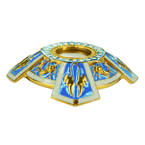 Мощевик накладной "Эмалевый крест" из ювелирного сплава в позолоте, голубая и белая эмаль, Ø 65/18 м фото 2