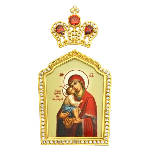 Накладки на митру (комплект из 4 штук) из ювелирного сплава в позолоте, с фианитами, №35 фото 3