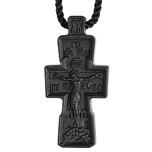 Нательный крест деревянный, 2,4х5 см, с гайтаном (резной)