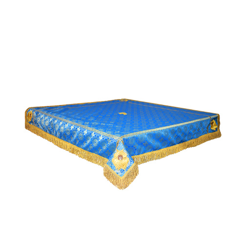 Пелена на престол голубая с вышитыми херувимами, шелк фото 2