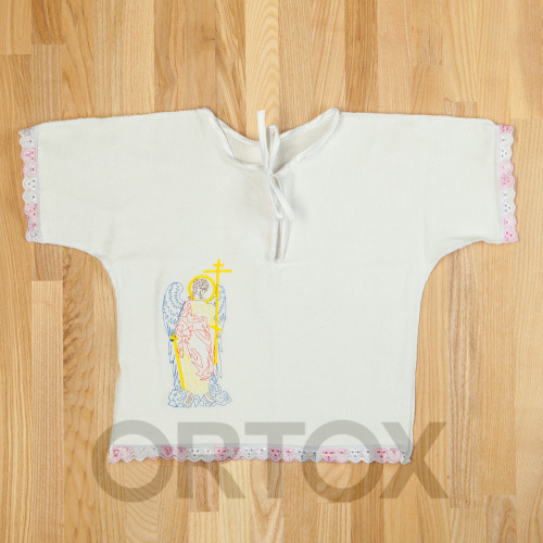 Рубашка для крещения на младенца (1 год), белая, фланель, вышивка фото 2