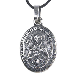 Образок мельхиоровый с ликом мученицы Светланы (Фотины) Самаряныни, Римской, серебрение (средний вес 5 г)