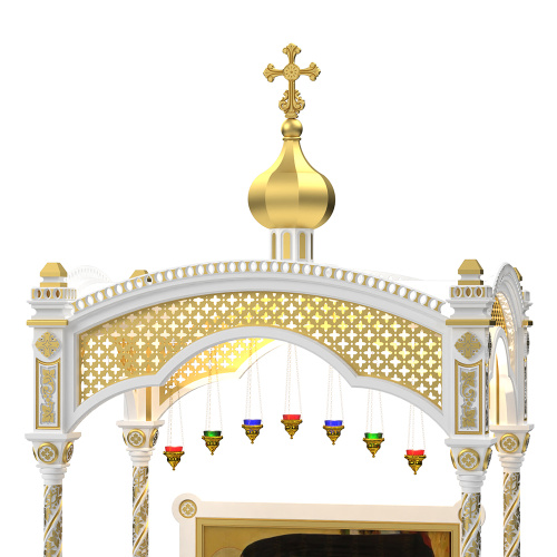 Рака под мощи "Романовская" белая с золотом (поталь), с сенью / без сени фото 3