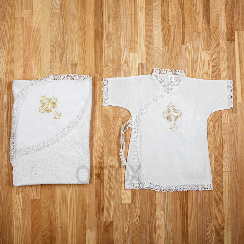 Комплект для крещения "Мечта" белый: рубашка и пеленка, хлопок, размер в ассортименте фото 2