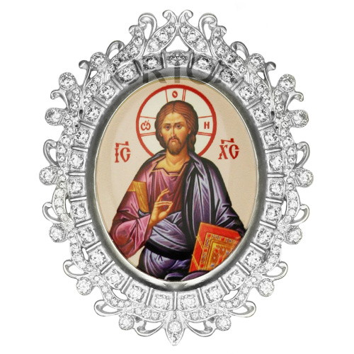 Икона на митру латунная, в серебрении фото 2
