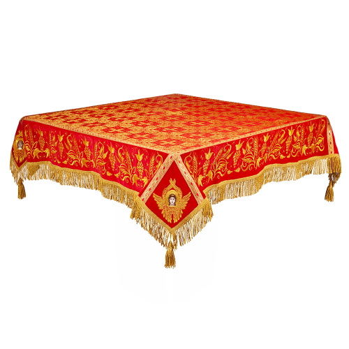Пелена на престол красная с золотой вышивкой, парча, 130х130 см