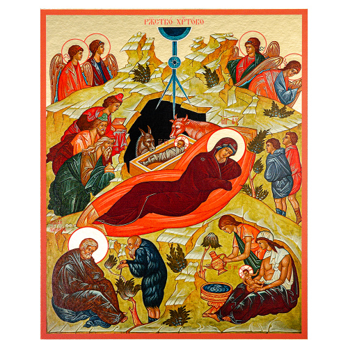 Комплект икон "Двунадесятые праздники" в киоте (широкий багет с золочением), 13 икон, 17,2х20,8 см, картон фото 14