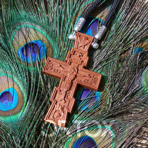 Крест деревянный нательный «Серафимский», цвет темный, высота 6,5 см фото 5