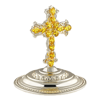 Крест на митру латунный с камнями, в серебрении