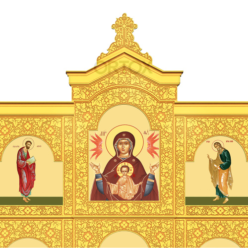 Иконостас "Суздальский" четырехъярусный, позолоченный, 608х637х25,4 см фото 9