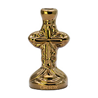 Подсвечник настольный керамический "Крест малый", под золото, 3,5х7 см