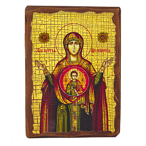 Икона Божией Матери "Знамение", под старину (7х9 см)