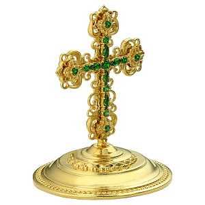 Крест на митру из ювелирного сплава с позолотой (фианиты)