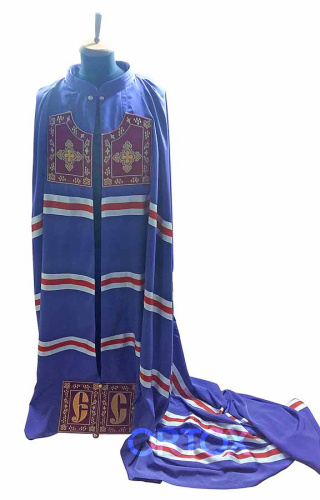 Мантия епископа фиолетовая с вышитыми скрижалями, шелк фото 3