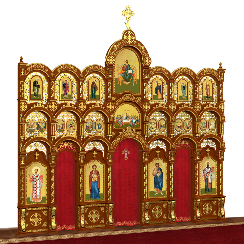 Иконостас "Благовещенский" трехъярусный, цвет "кипарис" с золотом, 664х598,5х28 см фото 3