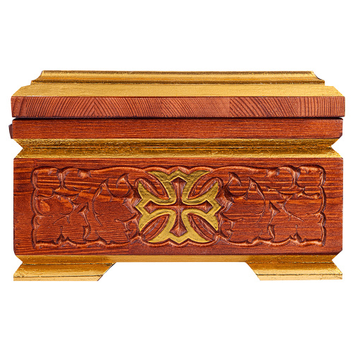 Ковчег для мощей "Суздальский", цвет "кипарис" с золотом (поталь), резной, 30х20 см фото 8