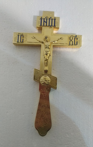 Крест напрестольный, цинковый сплав, 14х26 см, У-0972 фото 2