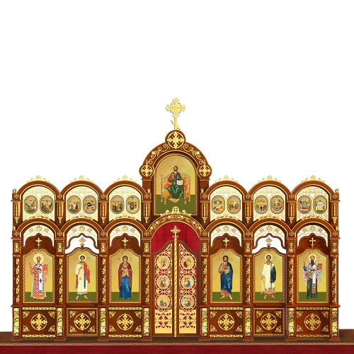 Иконостас "Благовещенский" двухъярусный, цвет "кипарис" с золотом, 664х493х28 см фото 2