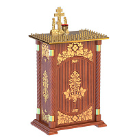 Панихидный стол на 70 свечей "Суздальский", цвет "кипарис" с золотом (поталь), резьба, 70х46х100 см