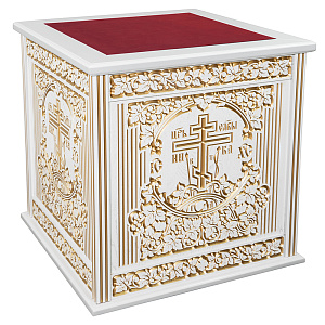 Облачение на престол "Суздальское" белое с золотом (патина), высота 105 см (90х90х105 см красная ткань)