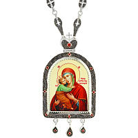Панагия с иконой Богородицы "Владимирская" 6х12 см, с цепью