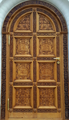 Храмовая дверь с порталом "Библейские мотивы", 135х238 см фото 2