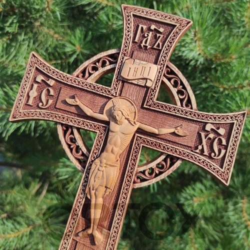 Крест напрестольный "Новгородский" деревянный прорезной, 17х30 см фото 7