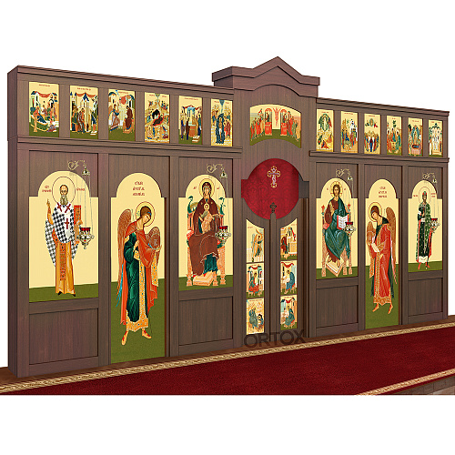 Иконостас "Самарский" двухъярусный, цвет "орех донской", 608х40х345 см