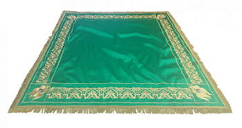 Пелена на престол зеленая вышитая, парча (140х140 см)