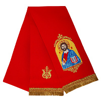 Закладка для Евангелия с иконой Спасителя красная, 160х14,5 см