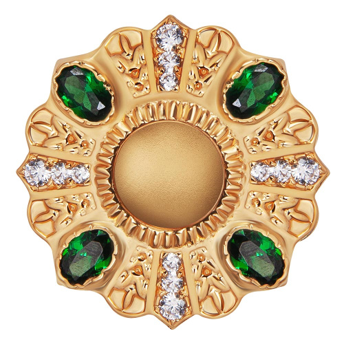 Мощевик врезной из ювелирного сплава в позолоте с фианитами, Ø 28 мм фото 2