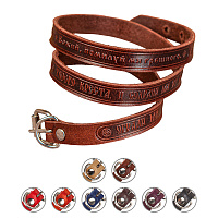 Браслет кожаный в три оборота с молитвой Честному Кресту и Иисусовой молитвой, цвета в ассортименте