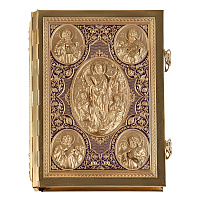 Евангелие напрестольное фиолетовое, полный оклад "под золото", 24х31 см