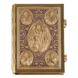 Евангелие напрестольное фиолетовое, полный оклад "под золото", 24х31 см (церковно-славянский язык)