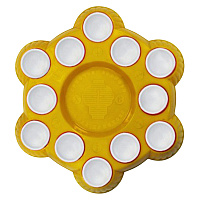 Подставка пасхальная для кулича и 12-ти яиц, желтый пластик, Ø 20 см