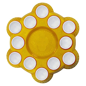 Подставка пасхальная для кулича и 12-ти яиц, желтый пластик, Ø 20 см (высота 3,5 см)