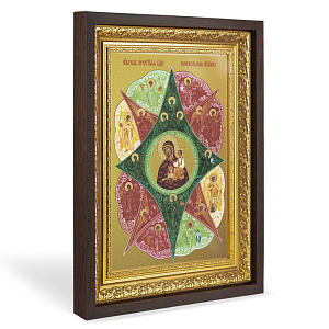 Икона Божией Матери "Неопалимая Купина", в широком багете, цвет "темный дуб", на холсте, с золочением №2 (42,2х54,5 см (под икону А3))