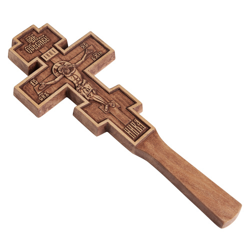 Крест требный деревянный прямоугольный резной, 10,5х27,5 см фото 3