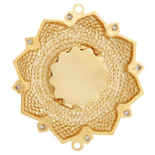 Мощевик накладной из ювелирного сплава в позолоте с фианитами №3, Ø 50/12 мм фото 4