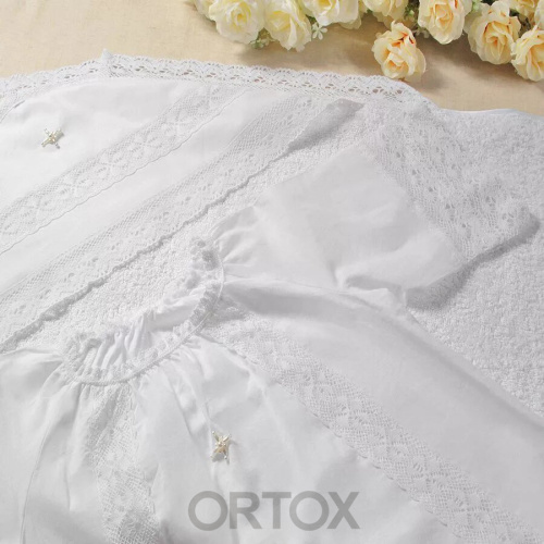 Комплект для крещения "Василиса" белый: рубашка и пеленка, хлопок, размер в ассортименте фото 11