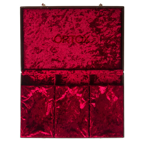 Футляр тройной для наперсного креста и панагии, искусственная кожа, 34х22х4 см, темно-коричневый фото 4