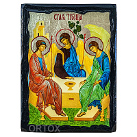 Икона Святой Троицы, 17х23 см, ольха, золочение