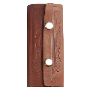 Ключница с тиснением Иисусовой молитвы, застежка на две кнопки, 6х12,5 см (коричневый)