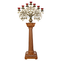 Семисвечник запрестольный латунный на деревянном основании, 87х180 см