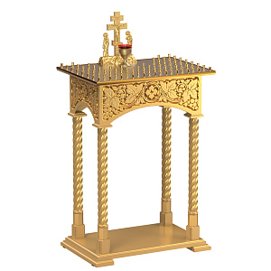 Панихидный стол на 70-100 свечей "Суздальский" позолоченный, колонны, резьба (на 70 свечей, ясень, краска)