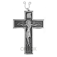 Серебряный наперсный крест "Павловский" четырехконечный, 7х10 см, чернение, без цепи
