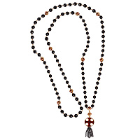 Четки из оникса с разделителями из ювелирного сплава в позолоте (100 бусин) У 29-1815 Четки из оникса с разделителями из ювелирного сплава в позолоте (100 бусин) У 29-1815