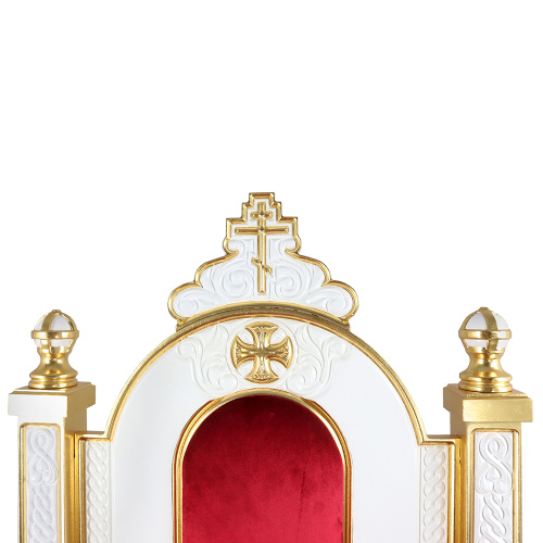 Архиерейский трон "Ярославский" белый с золотом (поталь), 78х72х160 см фото 5