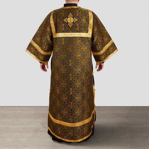 Стихарь алтарника, парча "Афон", черный с золотом фото 7