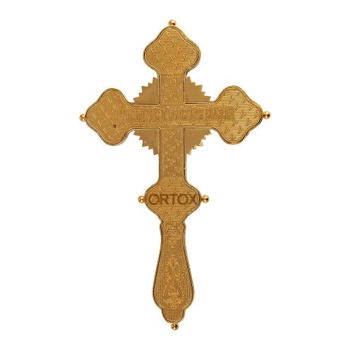 Крест требный / напрестольный латунный, камни, эмаль фото 2